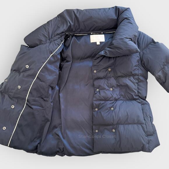 Banana Republic Down Puffer Coat Medium Black Short Length High Collar Winter - Picture 5 of 7